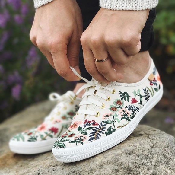 Keds Shoes - Floral Embroidered Rifle Paper Co x Keds